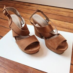Primark Tan Suede Platform Heels